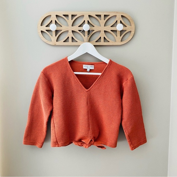 Madewell Textured Front Tie Shirt Rust Orange Sz XS - Picture 1 of 8